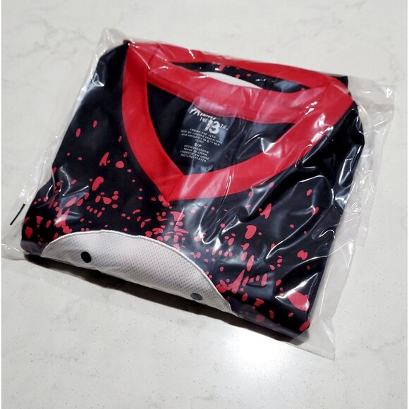 Friday The 13th Jason Voorhees Bloody Hockey Jersey Black Red White EUC Horror - Picture 11 of 12